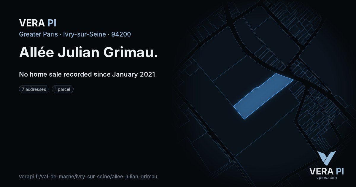Allée Julian Grimau, Ivry-sur-Seine at night – every parcel coloured by the prices around it, the street's own parcels lit