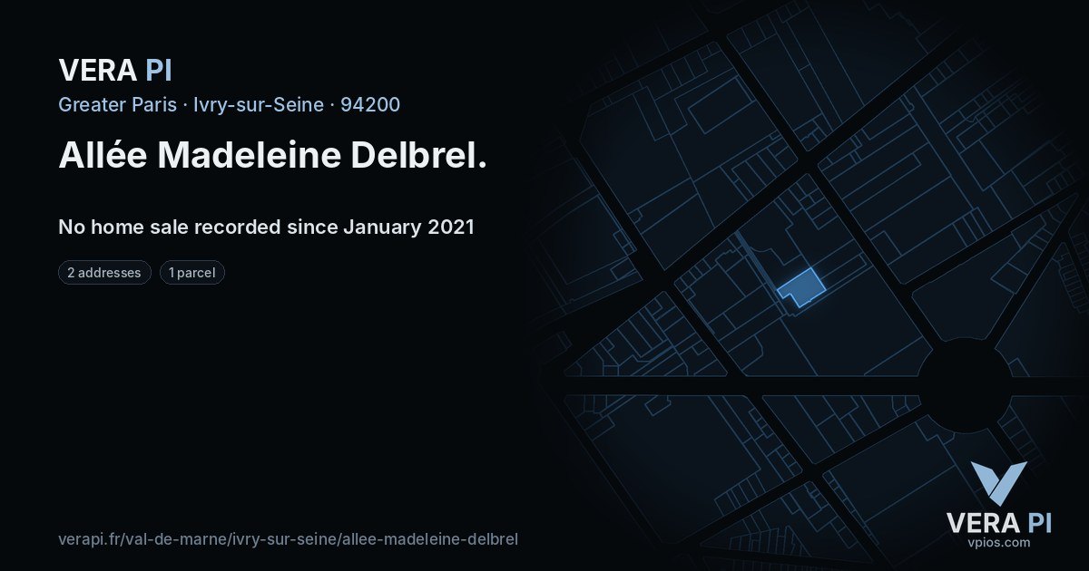 Allée Madeleine Delbrel, Ivry-sur-Seine at night – every parcel coloured by the prices around it, the street's own parcels lit