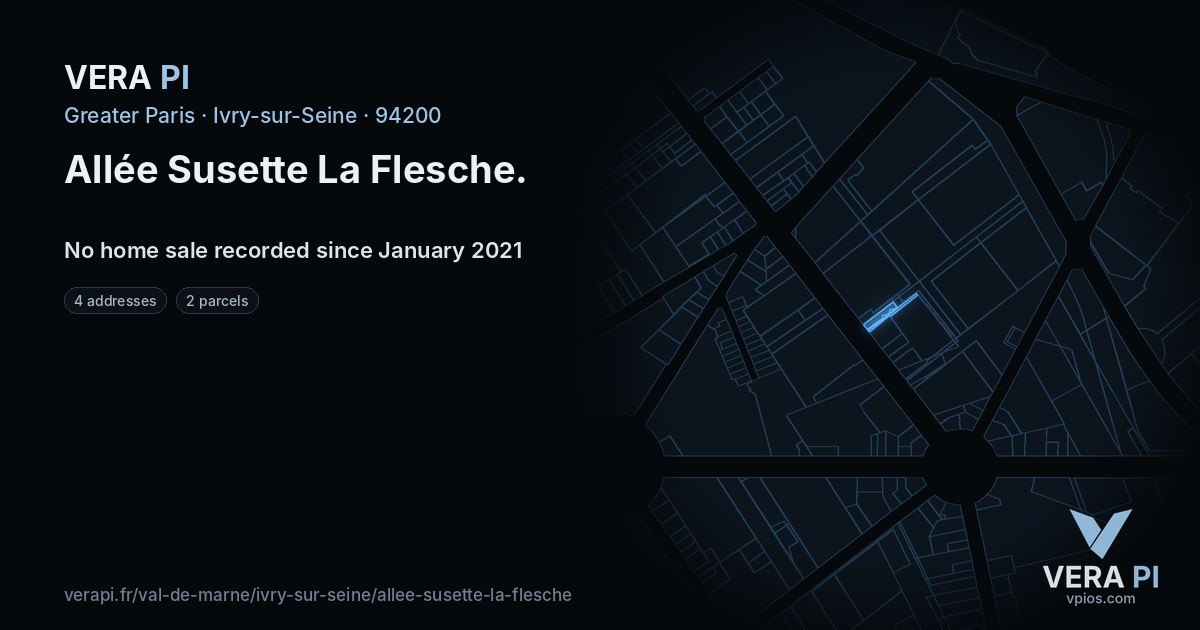 Allée Susette La Flesche, Ivry-sur-Seine at night – every parcel coloured by the prices around it, the street's own parcels lit