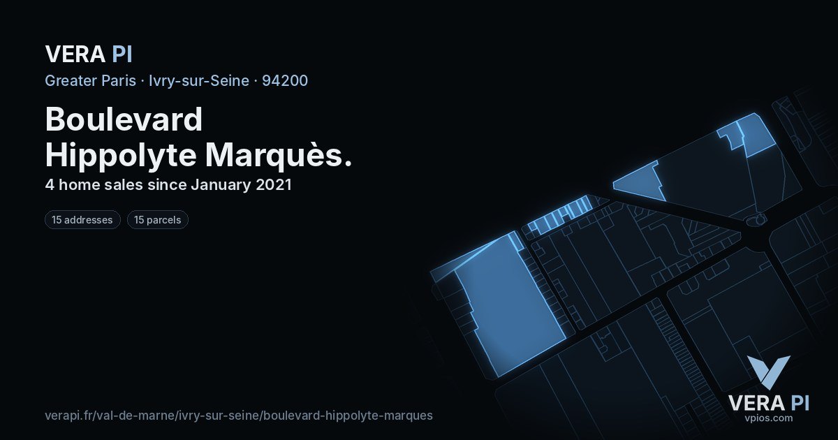 Boulevard Hippolyte Marquès, Ivry-sur-Seine at night – every parcel coloured by the prices around it, the street's own parcels lit