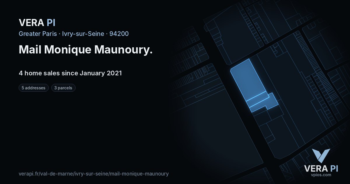 Mail Monique Maunoury, Ivry-sur-Seine at night – every parcel coloured by the prices around it, the street's own parcels lit