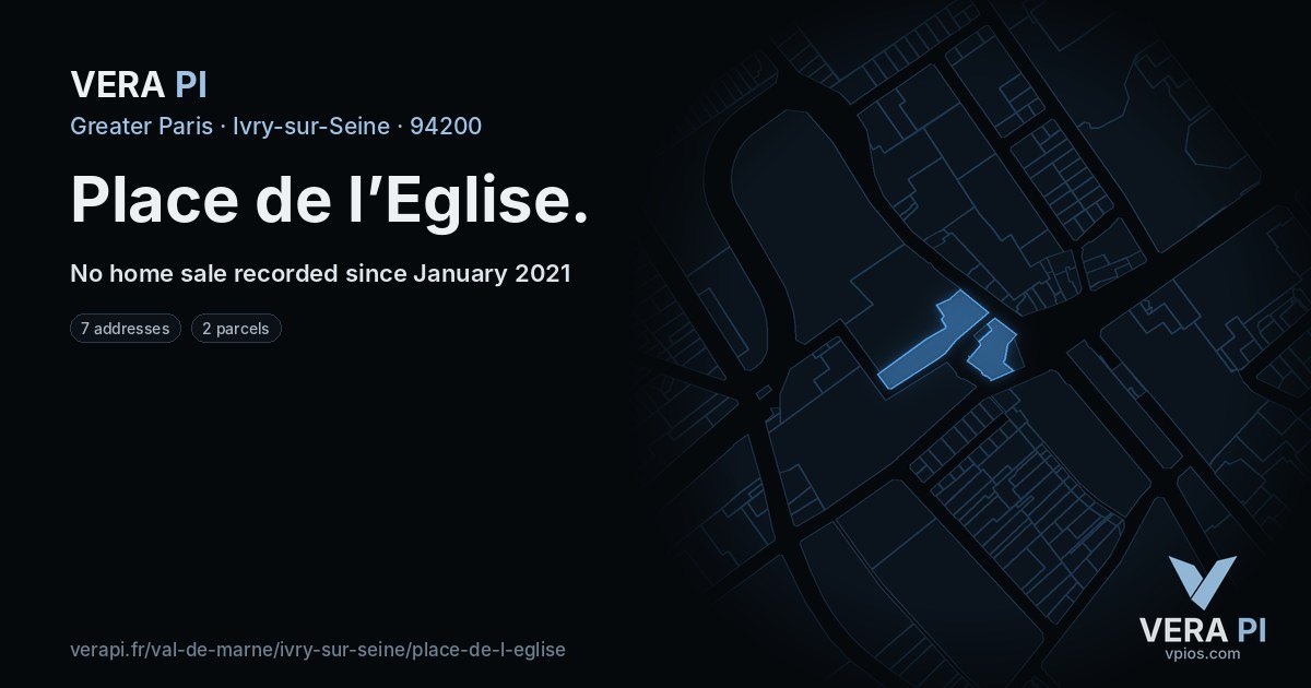 Place de l’Eglise, Ivry-sur-Seine at night – every parcel coloured by the prices around it, the street's own parcels lit