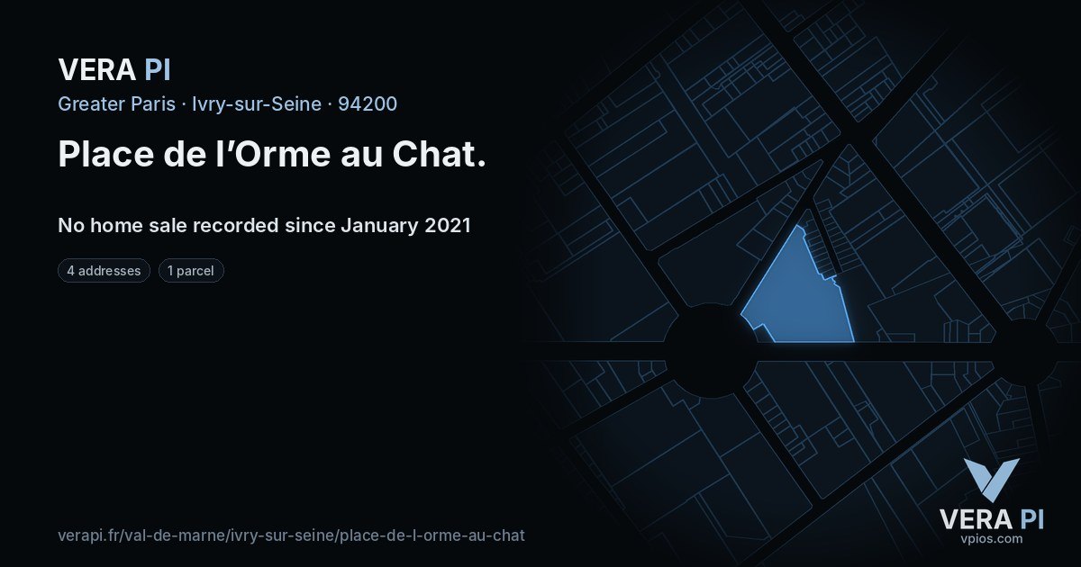Place de l’Orme au Chat, Ivry-sur-Seine at night – every parcel coloured by the prices around it, the street's own parcels lit