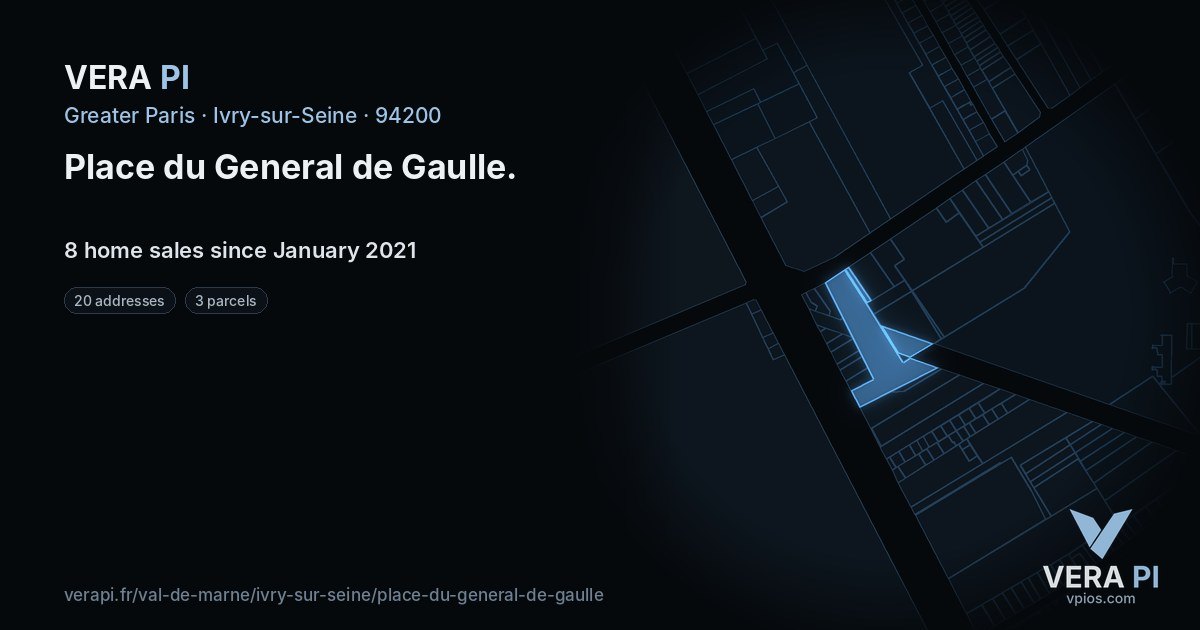 Place du General de Gaulle, Ivry-sur-Seine at night – every parcel coloured by the prices around it, the street's own parcels lit