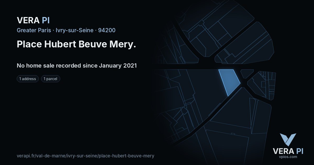 Place Hubert Beuve Mery, Ivry-sur-Seine at night – every parcel coloured by the prices around it, the street's own parcels lit