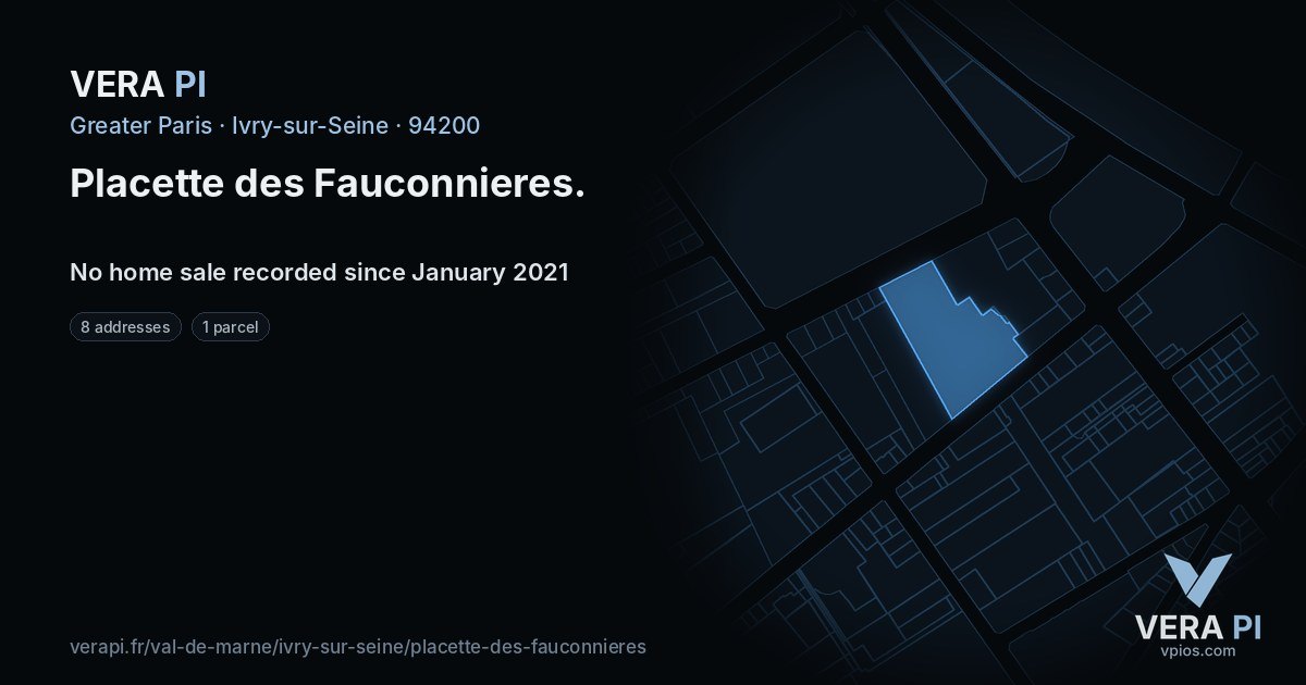 Placette des Fauconnieres, Ivry-sur-Seine at night – every parcel coloured by the prices around it, the street's own parcels lit