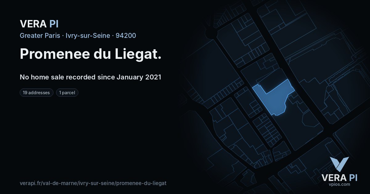 Promenee du Liegat, Ivry-sur-Seine at night – every parcel coloured by the prices around it, the street's own parcels lit