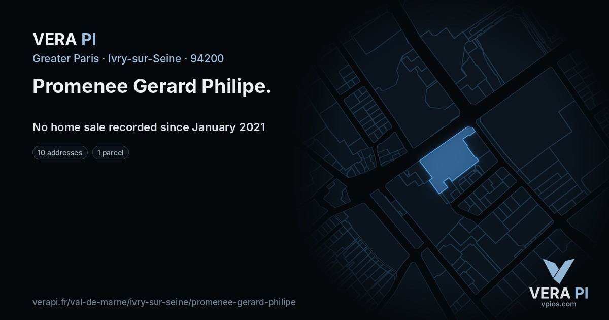 Promenee Gerard Philipe, Ivry-sur-Seine at night – every parcel coloured by the prices around it, the street's own parcels lit