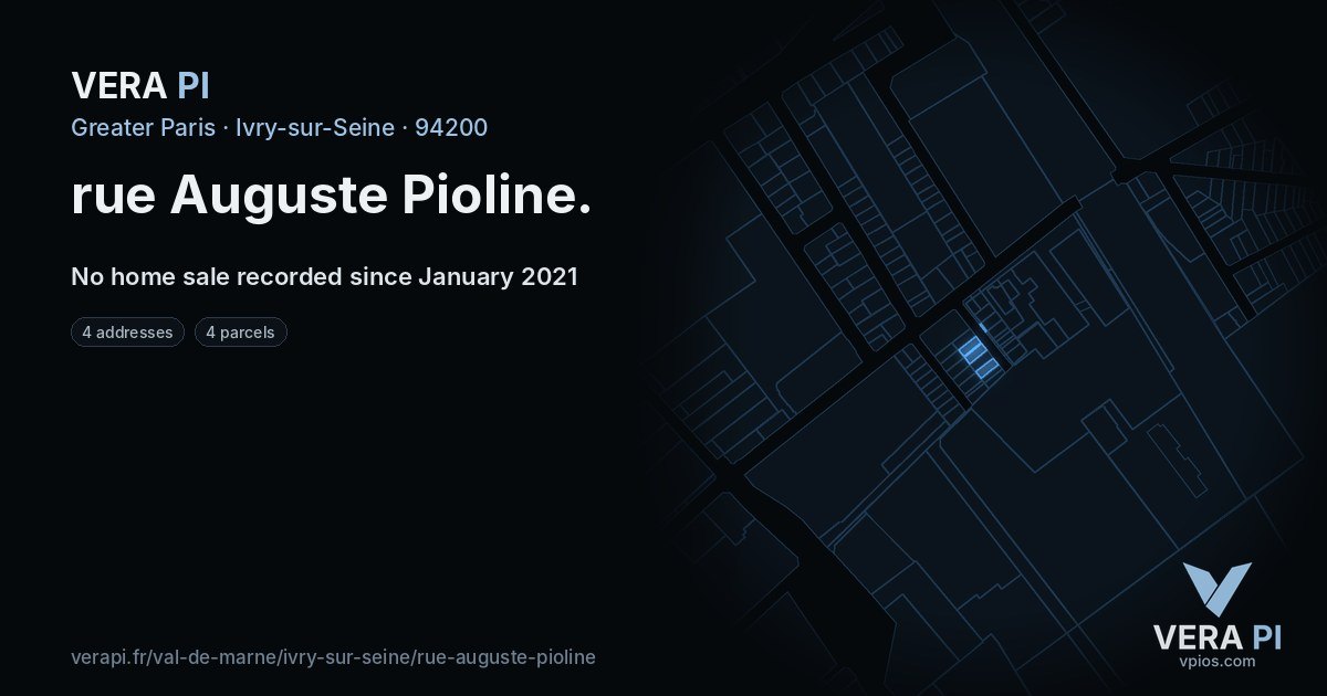 rue Auguste Pioline, Ivry-sur-Seine at night – every parcel coloured by the prices around it, the street's own parcels lit