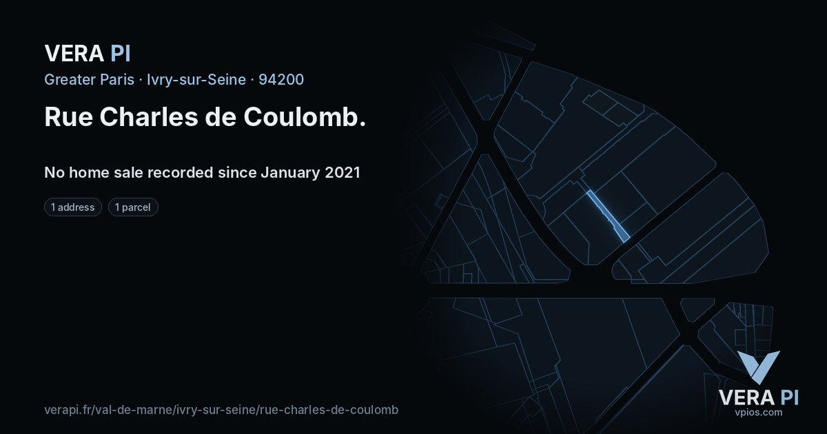 Rue Charles de Coulomb, Ivry-sur-Seine at night – every parcel coloured by the prices around it, the street's own parcels lit