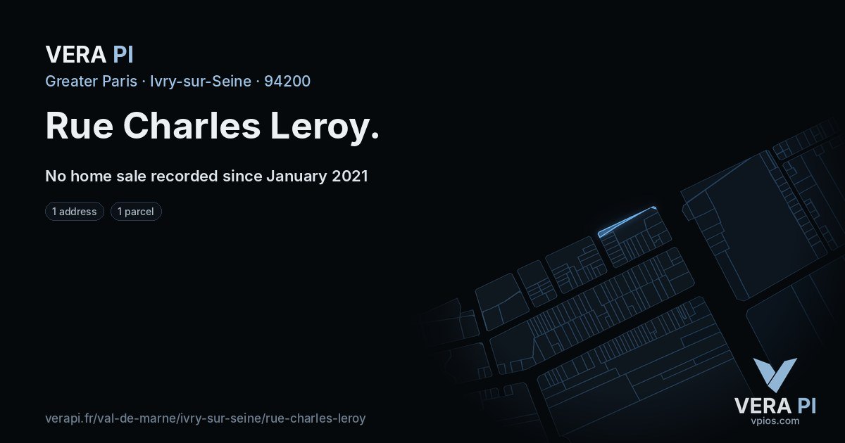 Rue Charles Leroy, Ivry-sur-Seine at night – every parcel coloured by the prices around it, the street's own parcels lit