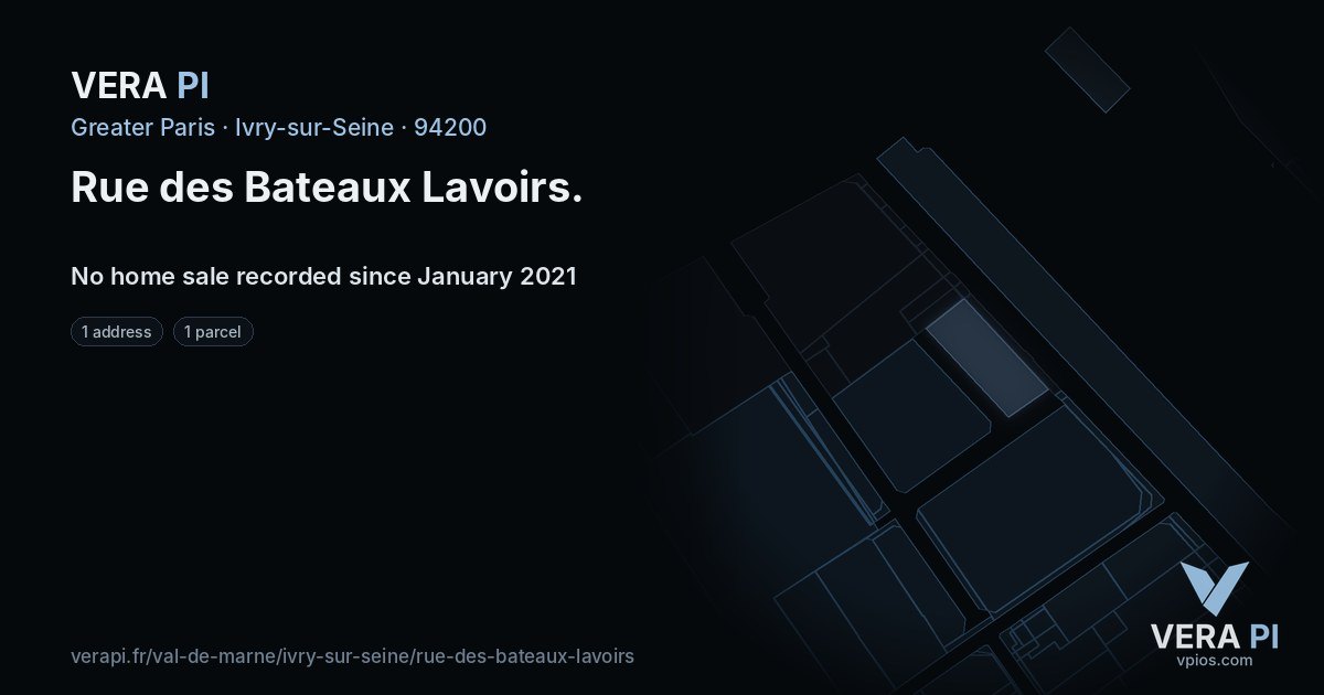 Rue des Bateaux Lavoirs, Ivry-sur-Seine at night – every parcel coloured by the prices around it, the street's own parcels lit