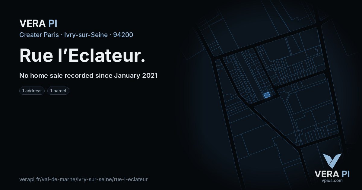 Rue l’Eclateur, Ivry-sur-Seine at night – every parcel coloured by the prices around it, the street's own parcels lit