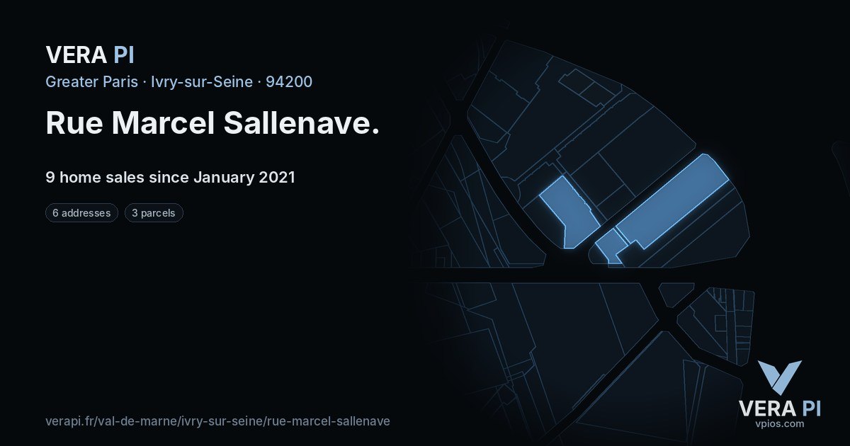Rue Marcel Sallenave, Ivry-sur-Seine at night – every parcel coloured by the prices around it, the street's own parcels lit