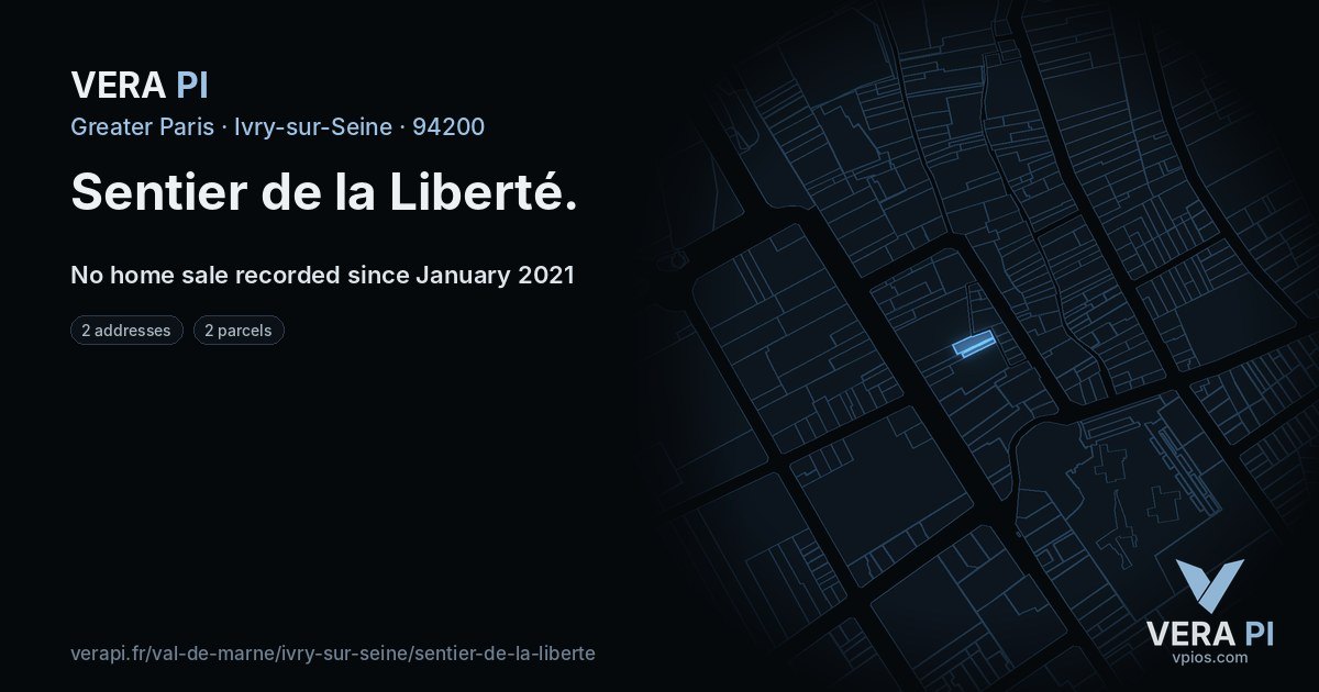 Sentier de la Liberté, Ivry-sur-Seine at night – every parcel coloured by the prices around it, the street's own parcels lit