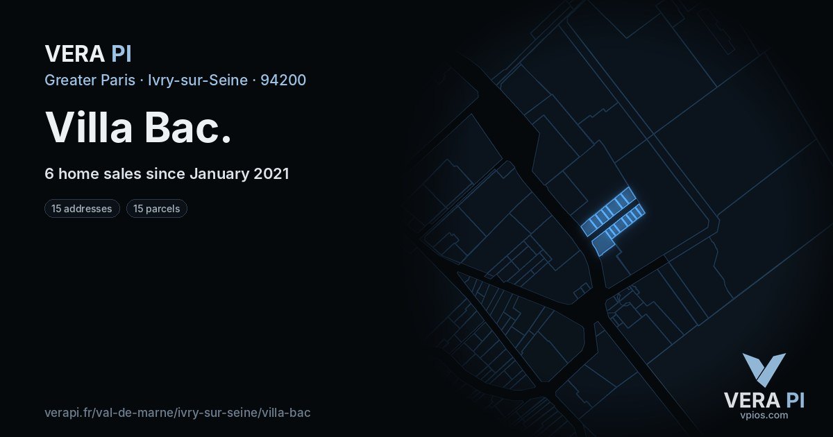 Villa Bac, Ivry-sur-Seine at night – every parcel coloured by the prices around it, the street's own parcels lit