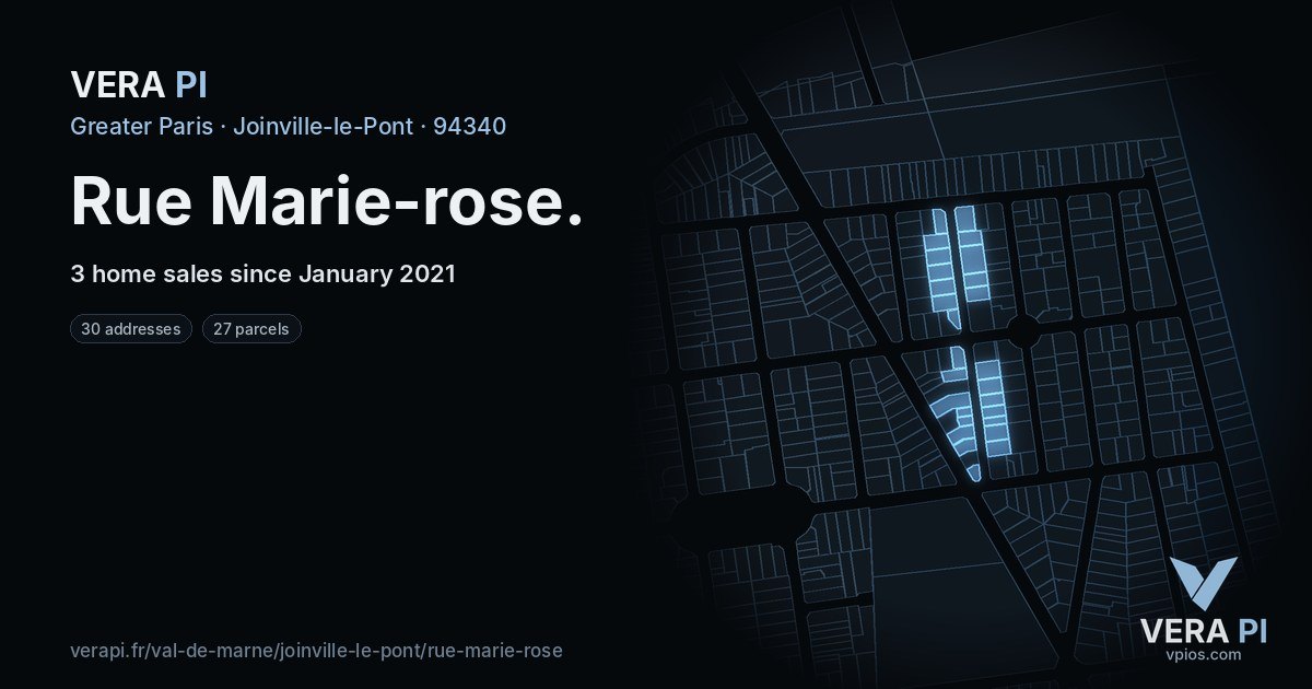 Rue Marie-rose, Joinville-le-Pont at night – every parcel coloured by the prices around it, the street's own parcels lit