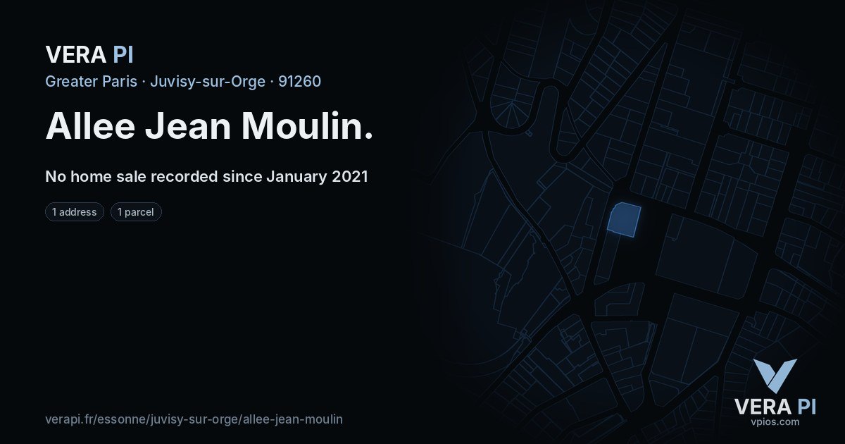 Allee Jean Moulin, Juvisy-sur-Orge at night – every parcel coloured by the prices around it, the street's own parcels lit