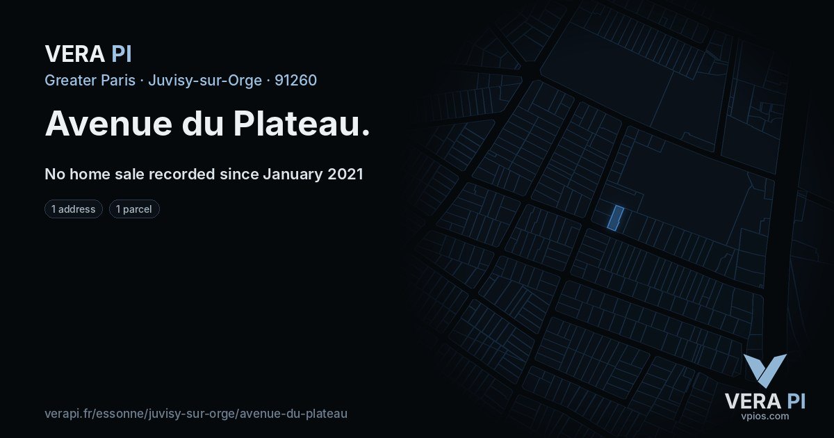 Avenue du Plateau, Juvisy-sur-Orge at night – every parcel coloured by the prices around it, the street's own parcels lit