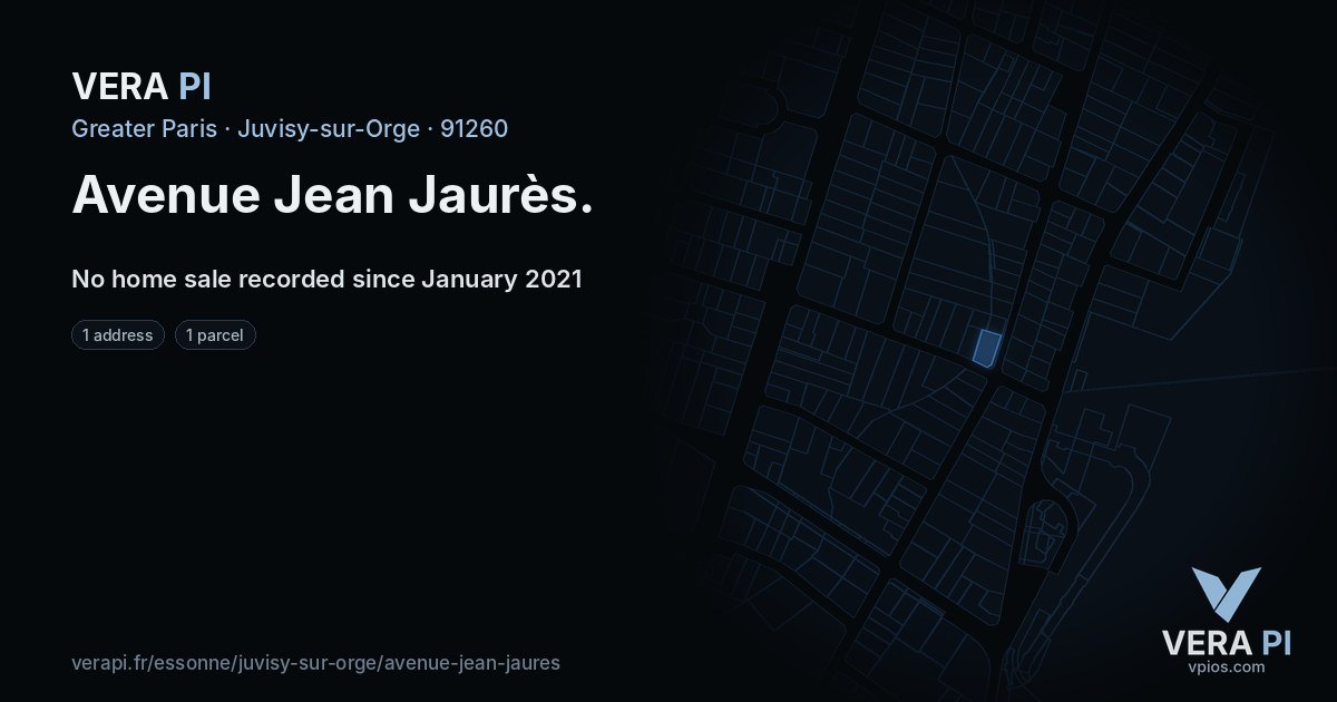 Avenue Jean Jaurès, Juvisy-sur-Orge at night – every parcel coloured by the prices around it, the street's own parcels lit