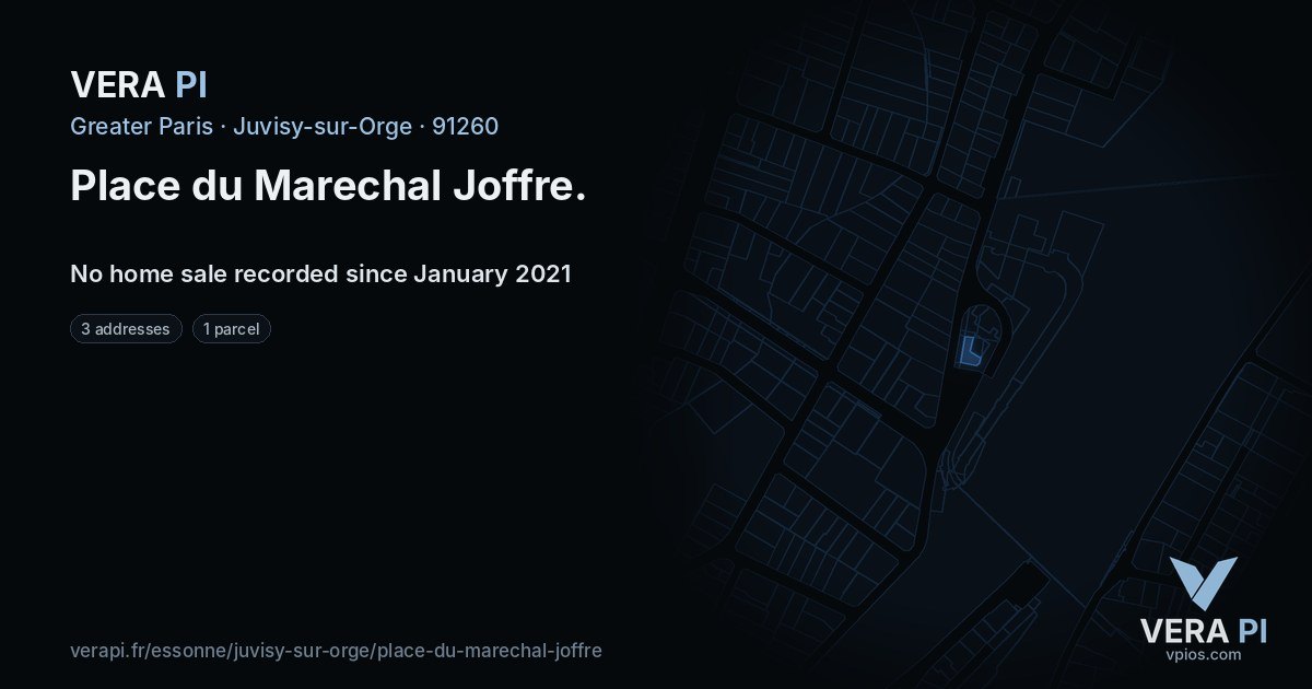 Place du Marechal Joffre, Juvisy-sur-Orge at night – every parcel coloured by the prices around it, the street's own parcels lit