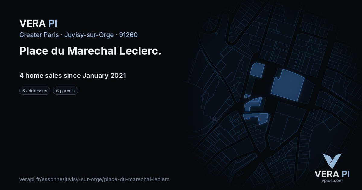 Place du Marechal Leclerc, Juvisy-sur-Orge at night – every parcel coloured by the prices around it, the street's own parcels lit