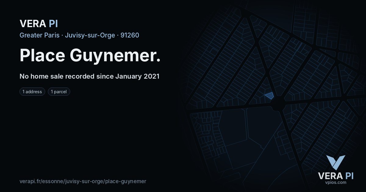 Place Guynemer, Juvisy-sur-Orge at night – every parcel coloured by the prices around it, the street's own parcels lit