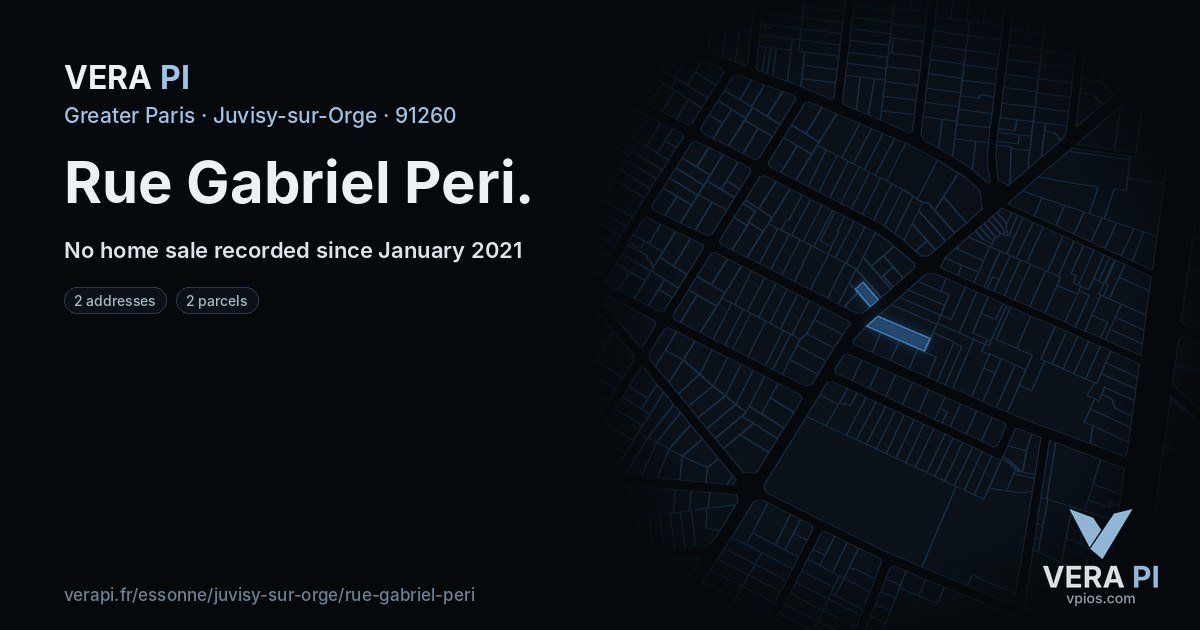 Rue Gabriel Peri, Juvisy-sur-Orge at night – every parcel coloured by the prices around it, the street's own parcels lit