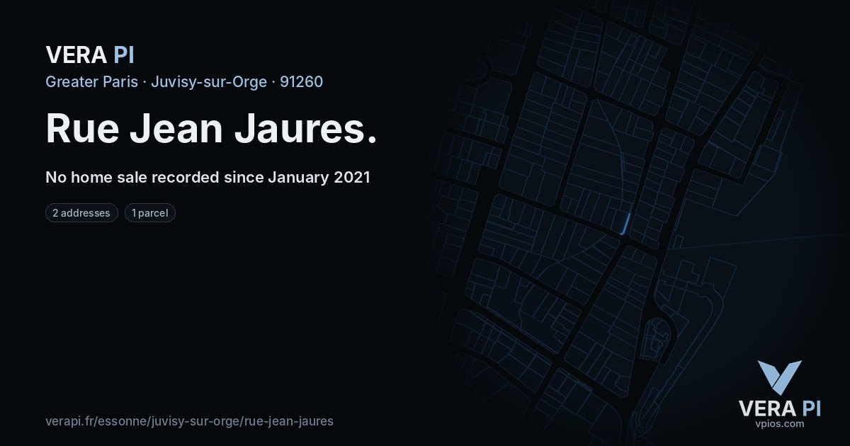 Rue Jean Jaures, Juvisy-sur-Orge at night – every parcel coloured by the prices around it, the street's own parcels lit