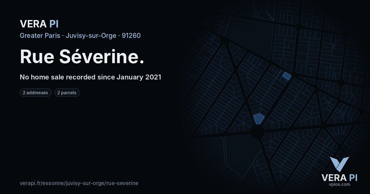 Rue Séverine, Juvisy-sur-Orge at night – every parcel coloured by the prices around it, the street's own parcels lit