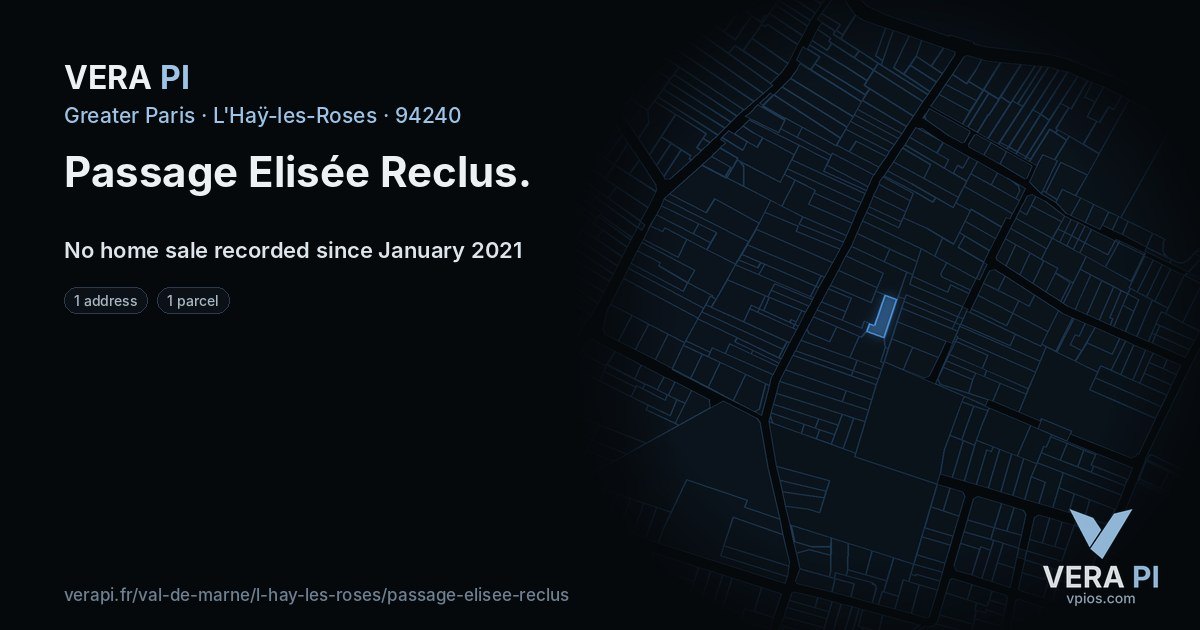 Passage Elisée Reclus, L'Haÿ-les-Roses at night – every parcel coloured by the prices around it, the street's own parcels lit