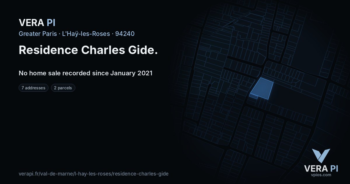 Residence Charles Gide, L'Haÿ-les-Roses at night – every parcel coloured by the prices around it, the street's own parcels lit