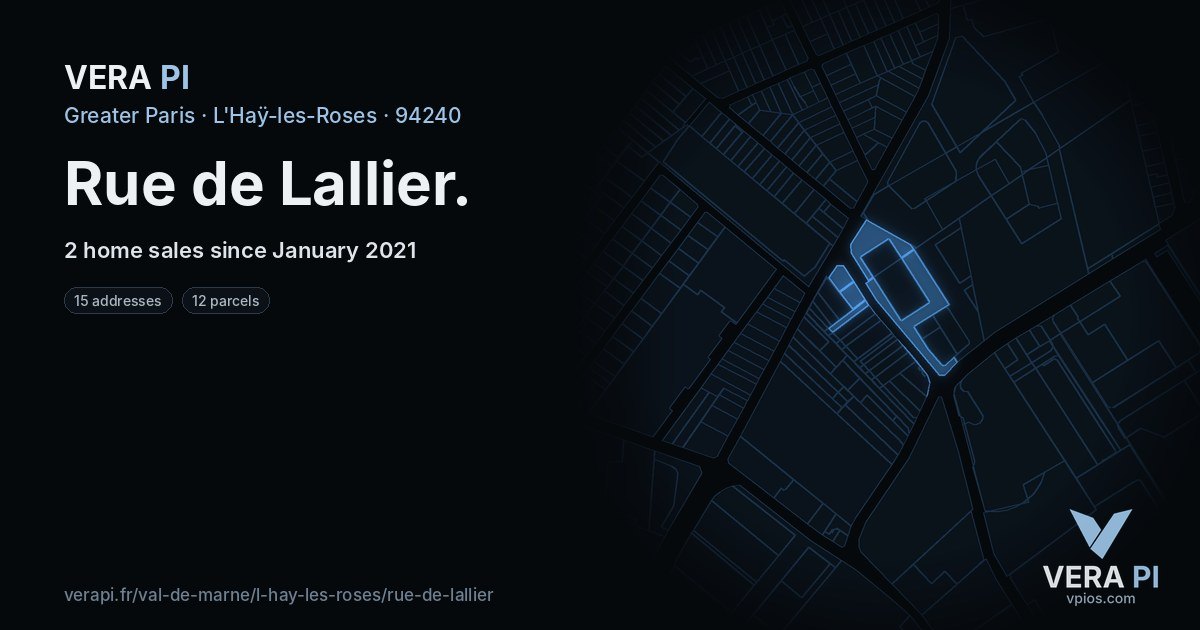 Rue de Lallier, L'Haÿ-les-Roses at night – every parcel coloured by the prices around it, the street's own parcels lit