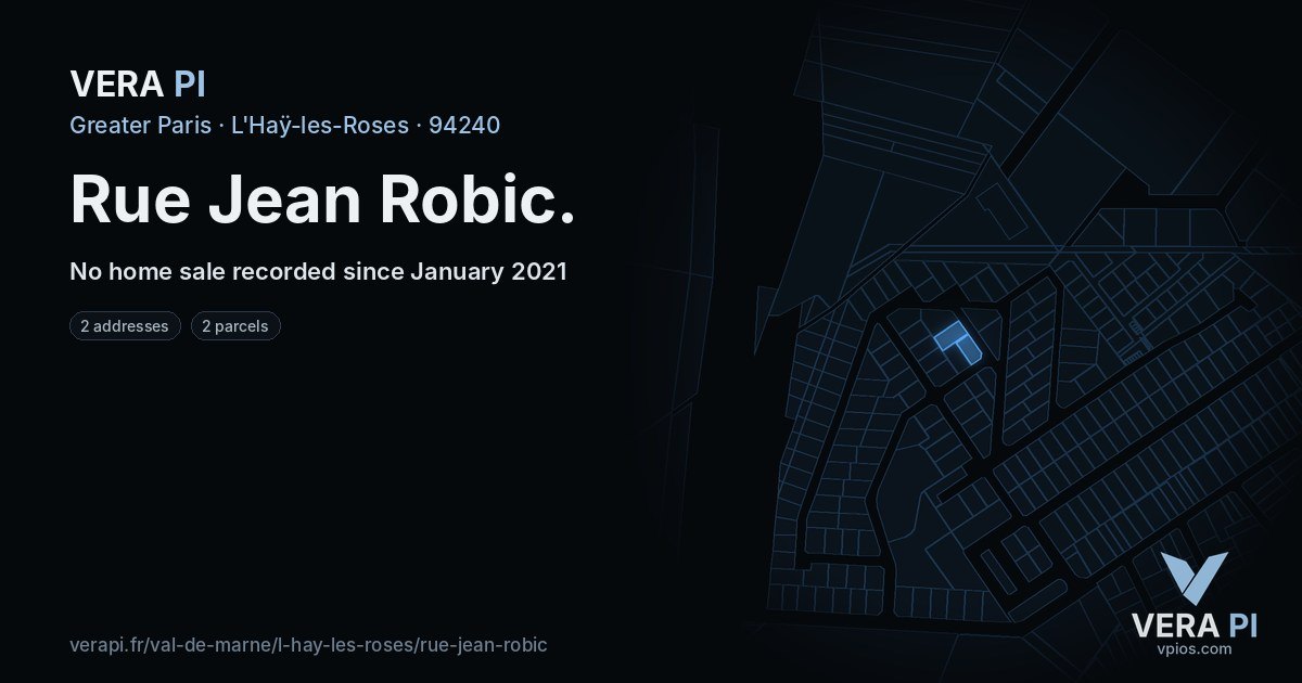 Rue Jean Robic, L'Haÿ-les-Roses at night – every parcel coloured by the prices around it, the street's own parcels lit