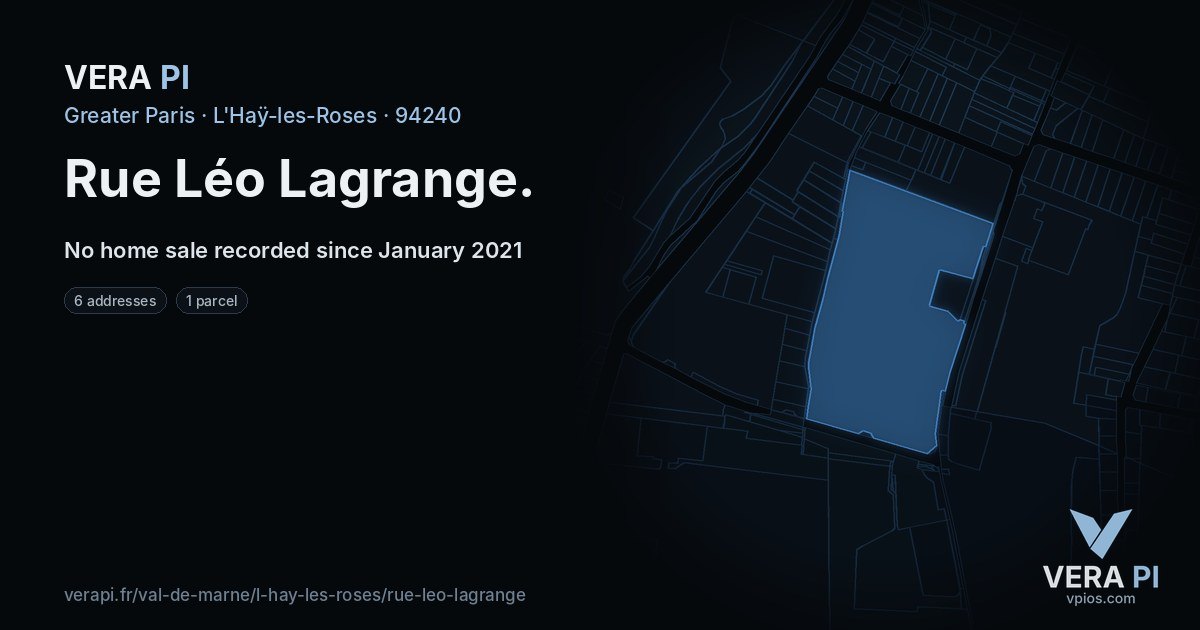 Rue Léo Lagrange, L'Haÿ-les-Roses at night – every parcel coloured by the prices around it, the street's own parcels lit