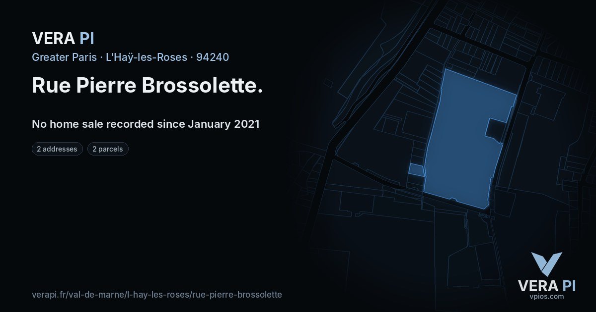 Rue Pierre Brossolette, L'Haÿ-les-Roses at night – every parcel coloured by the prices around it, the street's own parcels lit