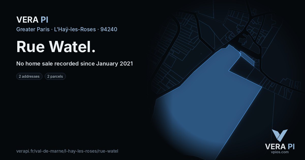 Rue Watel, L'Haÿ-les-Roses at night – every parcel coloured by the prices around it, the street's own parcels lit