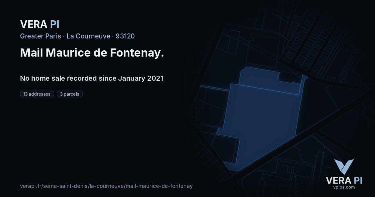 Mail Maurice de Fontenay, La Courneuve at night – every parcel coloured by the prices around it, the street's own parcels lit