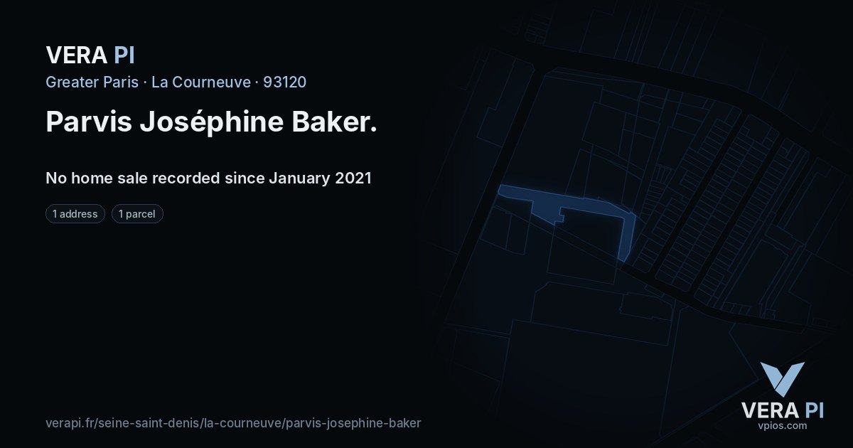 Parvis Joséphine Baker, La Courneuve at night – every parcel coloured by the prices around it, the street's own parcels lit