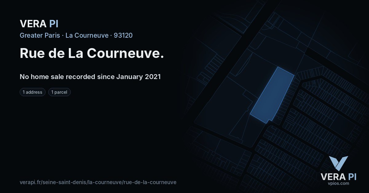 Rue de La Courneuve, La Courneuve at night – every parcel coloured by the prices around it, the street's own parcels lit