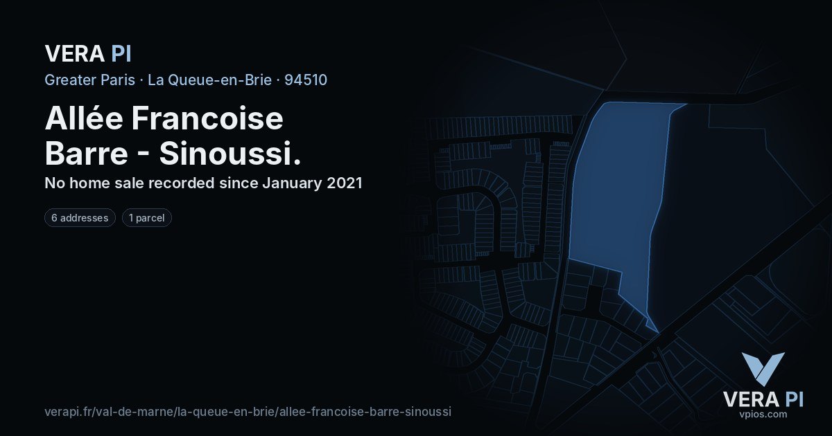 Allée Francoise Barre - Sinoussi, La Queue-en-Brie at night – every parcel coloured by the prices around it, the street's own parcels lit