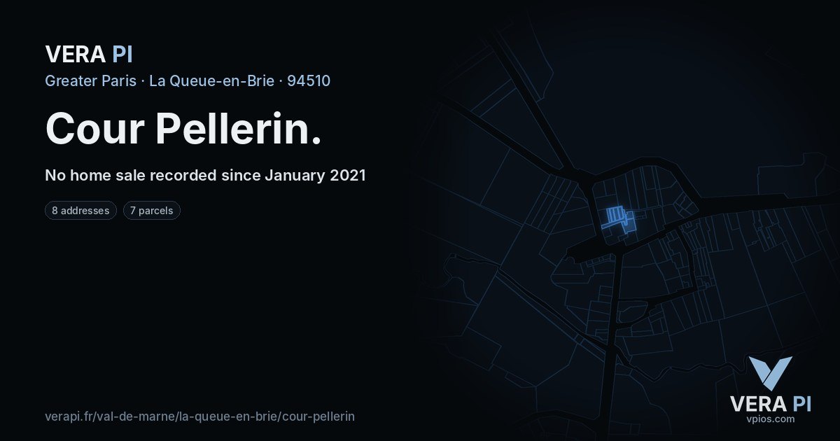 Cour Pellerin, La Queue-en-Brie at night – every parcel coloured by the prices around it, the street's own parcels lit