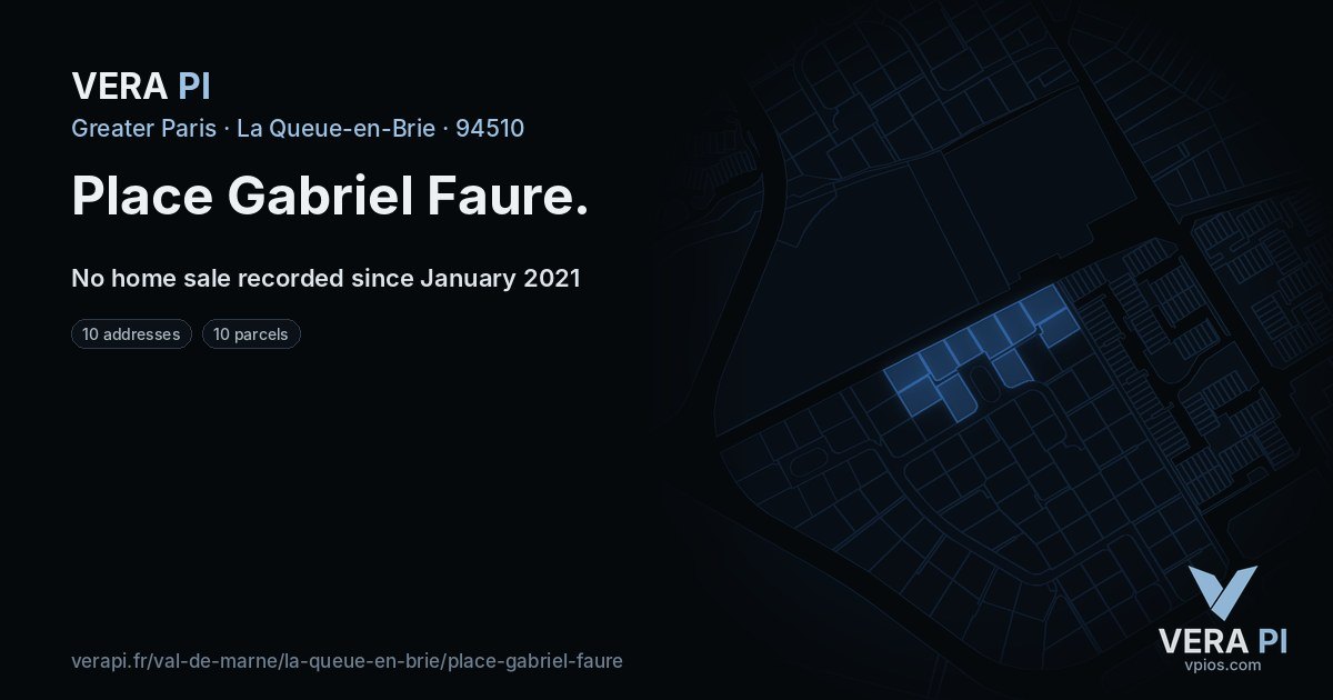 Place Gabriel Faure, La Queue-en-Brie at night – every parcel coloured by the prices around it, the street's own parcels lit