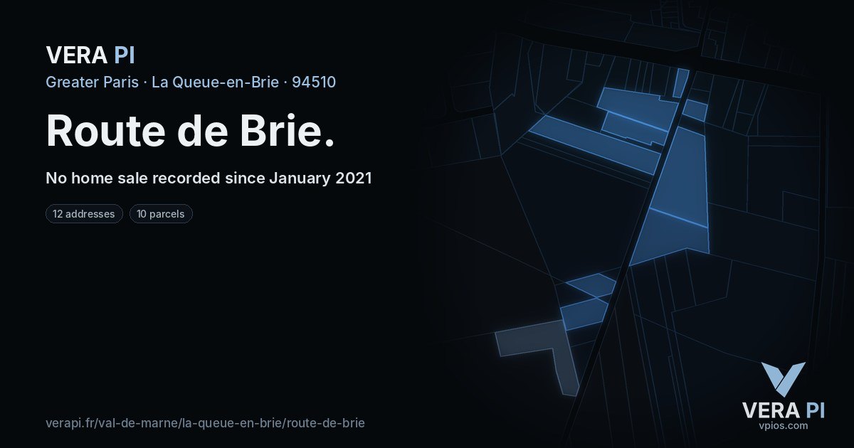 Route de Brie, La Queue-en-Brie at night – every parcel coloured by the prices around it, the street's own parcels lit