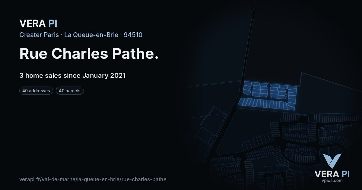 Rue Charles Pathe, La Queue-en-Brie at night – every parcel coloured by the prices around it, the street's own parcels lit