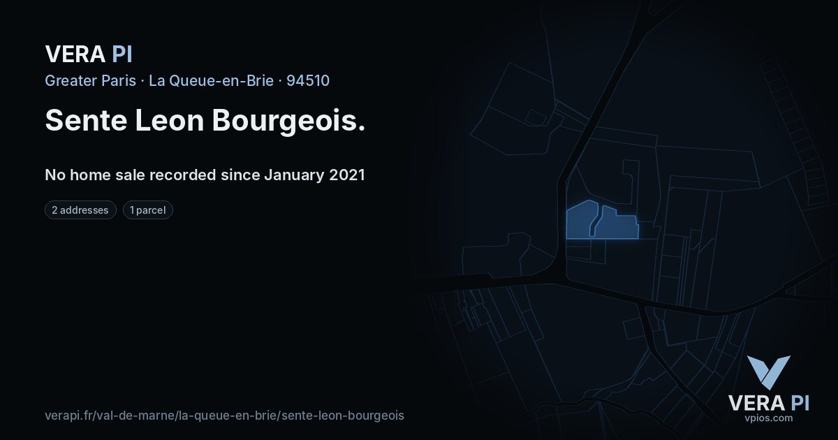 Sente Leon Bourgeois, La Queue-en-Brie at night – every parcel coloured by the prices around it, the street's own parcels lit