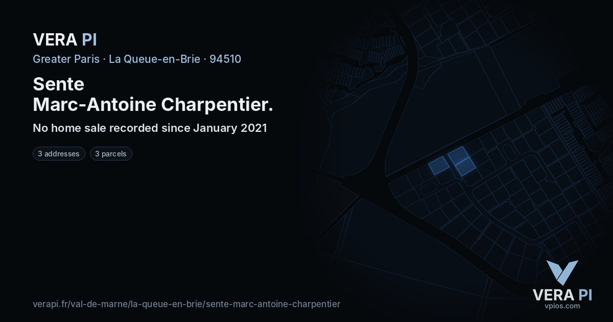Sente Marc-Antoine Charpentier, La Queue-en-Brie at night – every parcel coloured by the prices around it, the street's own parcels lit