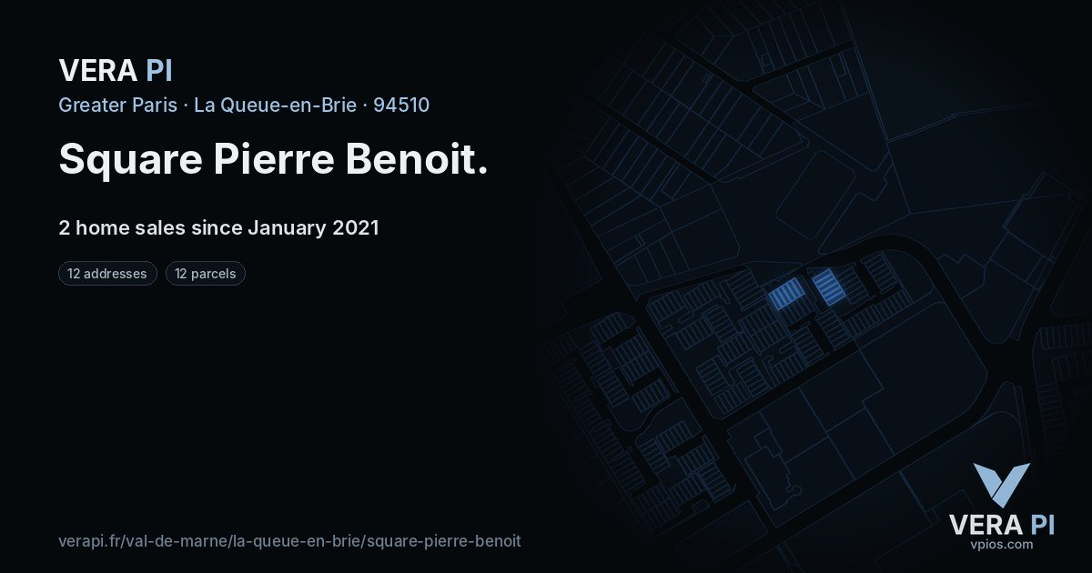 Square Pierre Benoit, La Queue-en-Brie at night – every parcel coloured by the prices around it, the street's own parcels lit