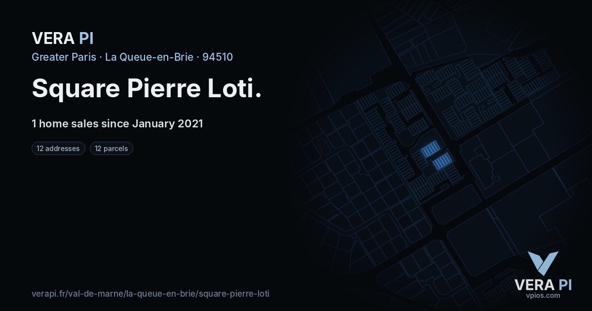 Square Pierre Loti, La Queue-en-Brie at night – every parcel coloured by the prices around it, the street's own parcels lit