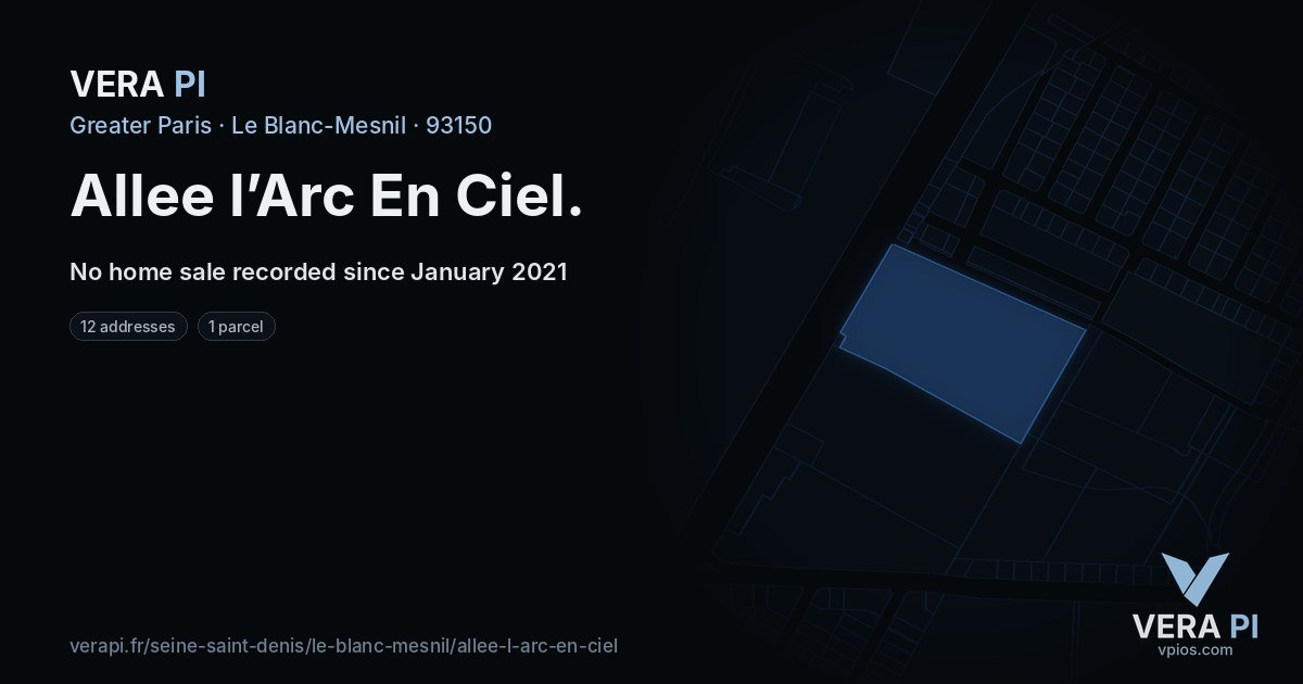 Allee l’Arc En Ciel, Le Blanc-Mesnil at night – every parcel coloured by the prices around it, the street's own parcels lit